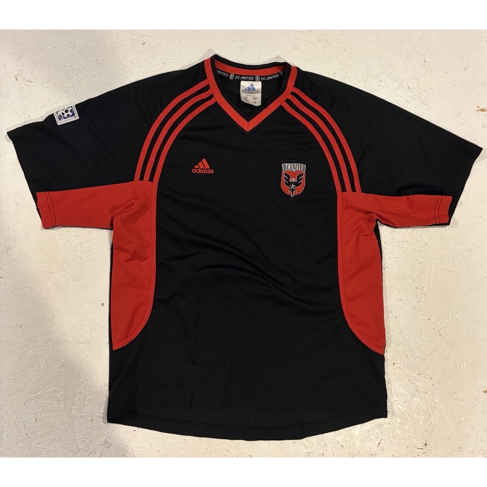 Vintage DC United Adidas MLS 2001 Training Jersey Shirt Mens M Pre Match Rare